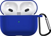 Airpods 3 Hoesje Case Siliconen Hoes Geschikt voor Apple AirPods 3 Case Hoesje Met Clip - Donker Blauw