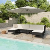 vidaXL 6-delige Loungeset met kussens poly rattan zwart