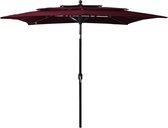 vidaXL Parasol 3-laags met aluminium paal 2,5x2,5 m bordeauxrood