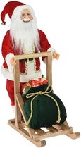 Père Noël sur Traîneau - Debout - 45cm - Rouge