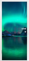 Deursticker Noorderlicht - Berg - Noorwegen - 80x215 cm - Deurposter