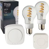 Ynoa smart home - Startpakket - Zigbee gateway + 2 x E27 smart lamp filament CCT + 5-knops afstandsbediening - Diverse wittinten instelbaar