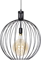 QAZQA wire-dos - Design Hanglamp eettafel - 1 lichts - Ø 500 mm - Zwart -  Woonkamer | Slaapkamer | Keuken