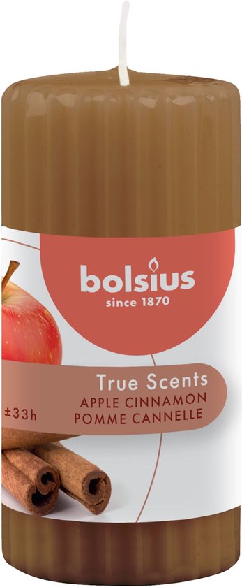 Bolsius Ribbelkaars 120/58 True Scents Apple Cinnamon