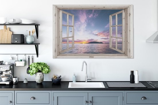 Tableau Toile Transparente - Mer - Île - 140x90 cm - Décoration murale