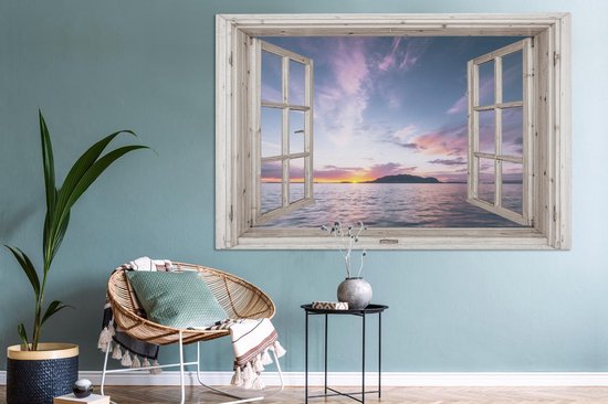 Tableau Toile Transparente - Mer - Île - 180x120 cm - Décoration murale XXL