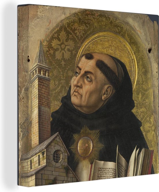 Canvas Schilderij Sint Thomas van Aquino - Carlo Crivelli - 50x50 cm - Wanddecoratie