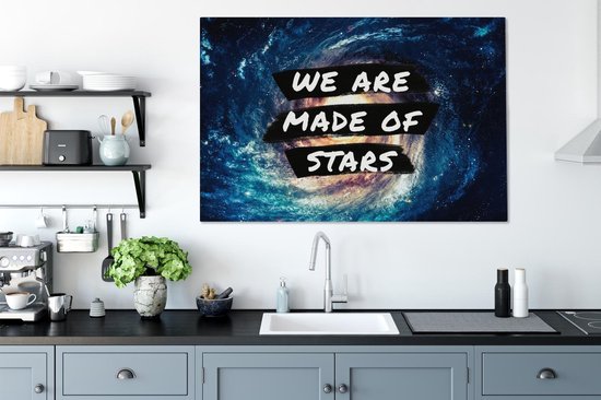 Tableau sur toile Proverbes - 'Nous sommes faits d'étoiles' - Étoiles - Citations - Garçons - Kids - Enfants - Filles - 120x80 cm - Décoration murale