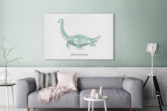 Toile Peinture Chambre d'Enfant - Plésiosaurus - Dinosaurus - 120x80 cm - Décoration murale