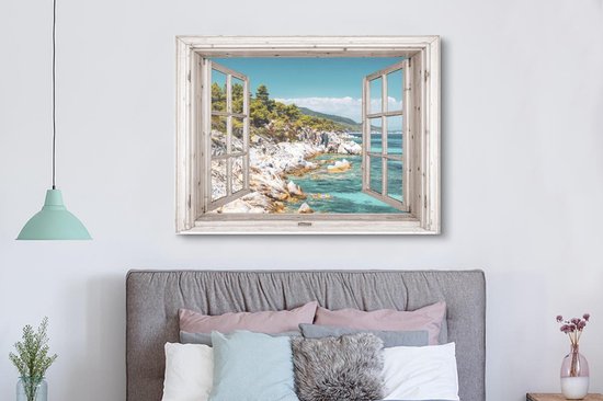 Toile Peinture See Through - Plage - Mer - 160x120 cm - Décoration murale XXL