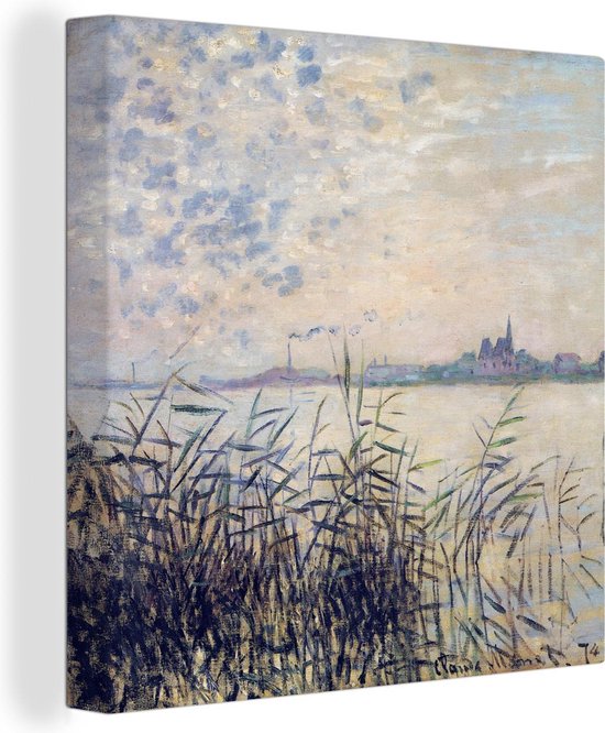 Canvas Schilderij De Seine dichtbij Argenteuil - Claude Monet - 50x50 cm - Wanddecoratie