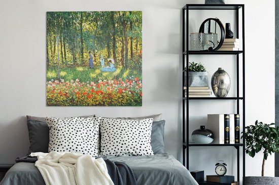 Peinture sur toile La famille de l'artiste au jardin - Claude Monet - 90x90 cm - Décoration murale