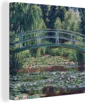 Canvas Schilderij De Japanse brug en de waterlelies - Claude Monet - 50x50 cm - Wanddecoratie