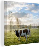 Peinture sur toile Pays- Nederland - Vache - Pâturage - 50x50 cm - Décoration murale