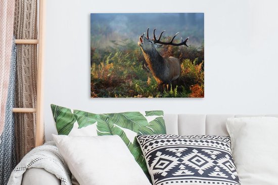 Tableau sur toile Cerf - Animaux - Plantes - 40x30 cm - Décoration murale