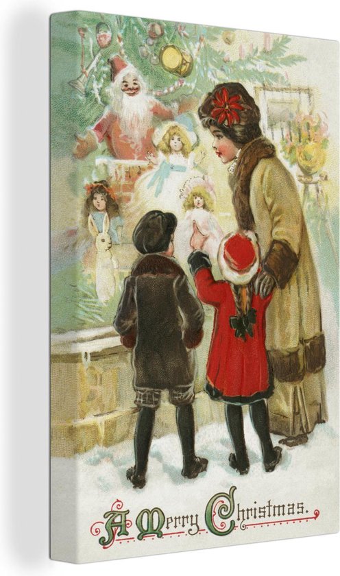 Canvas Schilderij Kunst - Kerst - Kinderen - 20x30 cm - Wanddecoratie
