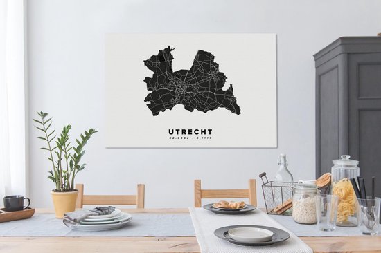 Tableau sur toile Utrecht - Nederland - Carte routière - 140x90 cm - Décoration murale