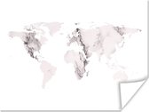Wereldkaarten - Wereldkaart - Marmer - Grijs - 80x60 cm