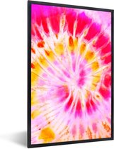 Fotolijst incl. Poster - Tie dye - Roze - Geel - 80x120 cm - Posterlijst