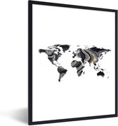 Fotolijst incl. Poster - Wereldkaart - Verf - Zwart - 30x40 cm - Posterlijst