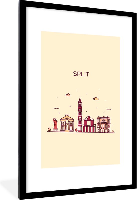 Fotolijst incl. Poster - Split - Kroatië - Skyline - 60x90 cm - Posterlijst