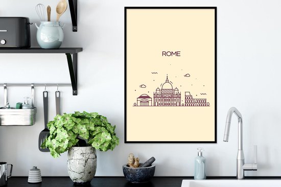 Fotolijst incl. Poster - Italië - Rome - Skyline - 40x60 cm - Posterlijst