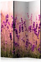 Vouwscherm - Lavendel in de regen 135x172cm , gemonteerd geleverd (kamerscherm) dubbelzijdig geprint
