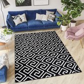 Tapiso Firet Vloerkleed Antraciet Wit Abstract Woonkamer Tapijt Maat- 160x220