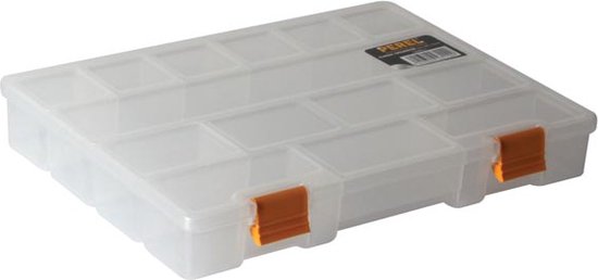Perel assortimentsdoos, 21 vaste compartimenten, stapelbaar, 276 x 203