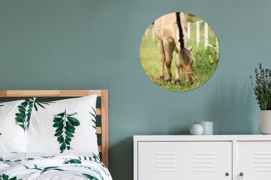 Wall Circle - Wall Circle Inside - un cheval de fjord dans un champ d'herbe - ⌀ 60 cm - Décoration murale - Peintures ronds