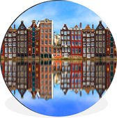 WallCircle - Wandcirkel - Muurcirkel - Weerspiegeling van Amsterdamse grachtenpanden - Aluminium - Dibond - ⌀ 30 cm - Binnen en Buiten