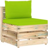 vidaXL Middenbank sectioneel met kussens groen geïmpregneerd hout