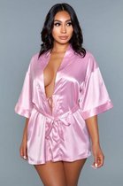 Bundle - Be Wicked - Getting Ready Satijnen Kimono - Roze Small met glijmiddel