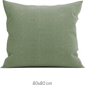 2x Warme Flanel Kussenslopen Vintage Groen | 80x80 | Luxe En Hoogwaardig | Heerlijk Zacht | 170 gr/m2 | Beschikbaar In Verschillende Kleuren