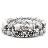 AWEMOZ Boeddha Natuursteen Armbanden - Boeddha Kralen Armbandjes - Wit - Armband Dames - Armband Heren - Unisex - Sieraden