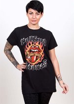 The Rolling Stones Heren Tshirt -XXL- Flaming Tattoo Tongue Zwart