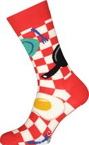 Happy Socks Early Bird Sock - unisex sokken - rood en wit met ei - Unisex - Maat: 36-40