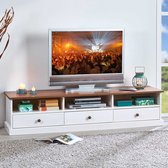 Interlink- TV Meubel Tv-meubel Westerland landelijk - 180cm - Wit; Bruin