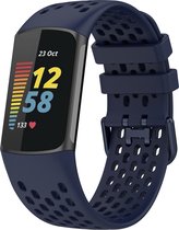 YONO Sport Air Bandje geschikt voor Fitbit Charge 5 / 6 - Vervangende Siliconen Armband Strap - Donkerblauw
