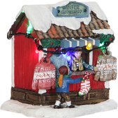 LuVille Kerstdorp Miniatuur Winterse Kledingwinkel - L10,5 x B8,5 x H10 cm