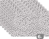 Placemat - Placemats kunststof - Zomer - Regen - Zwart - Wit - 45x30 cm - 6 stuks - Hittebestendig - Anti-Slip - Onderlegger - Afneembaar