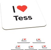 Onderzetters voor glazen - I love - Tess - Meisje - 10x10 cm - Glasonderzetters - 6 stuks