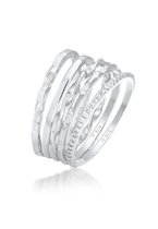 Elli Dames Ring Dames Stacking Ringen Set van 5 Basic Minimal Filigraan Trend in 925 Sterling Zilver