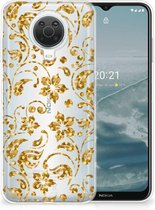 Telefoonhoesje Nokia G20 | G10 Back Cover Siliconen Hoesje Gouden Bloemen
