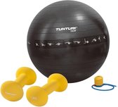 Tunturi - Fitness Set - Neopreen Dumbbellset 2 x 1,5 kg  - Gymball Zwart met Anti Burst 75 cm