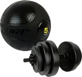 Tunturi - Fitness Set - Vinyl Halterset 15 kg  - Slam Ball 5 kg