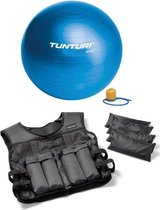 Tunturi - Fitness Set - Gewichtsvest 10 kg - Gymball Blauw 90 cm
