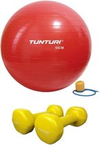 Tunturi - Fitness Set - Vinyl Dumbbell 2 x 1,5 kg  - Gymball Rood 55 cm