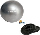 Tunturi - Fitness Set - Halterschijven 2 x 0,5 kg - Gymball Zilver 90 cm
