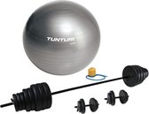 Tunturi - Fitness Set - Vinyl Barbell/Dumbbell Set 50Kg   - Gymball Zilver 55 cm